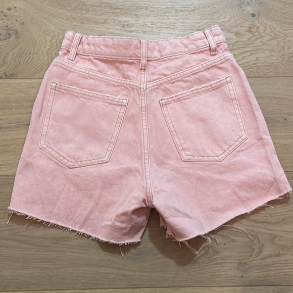 Zara Washed Pink Hugh Waisted Button Fly 5-Pocket Denim Shorts - Picture 6 of 14